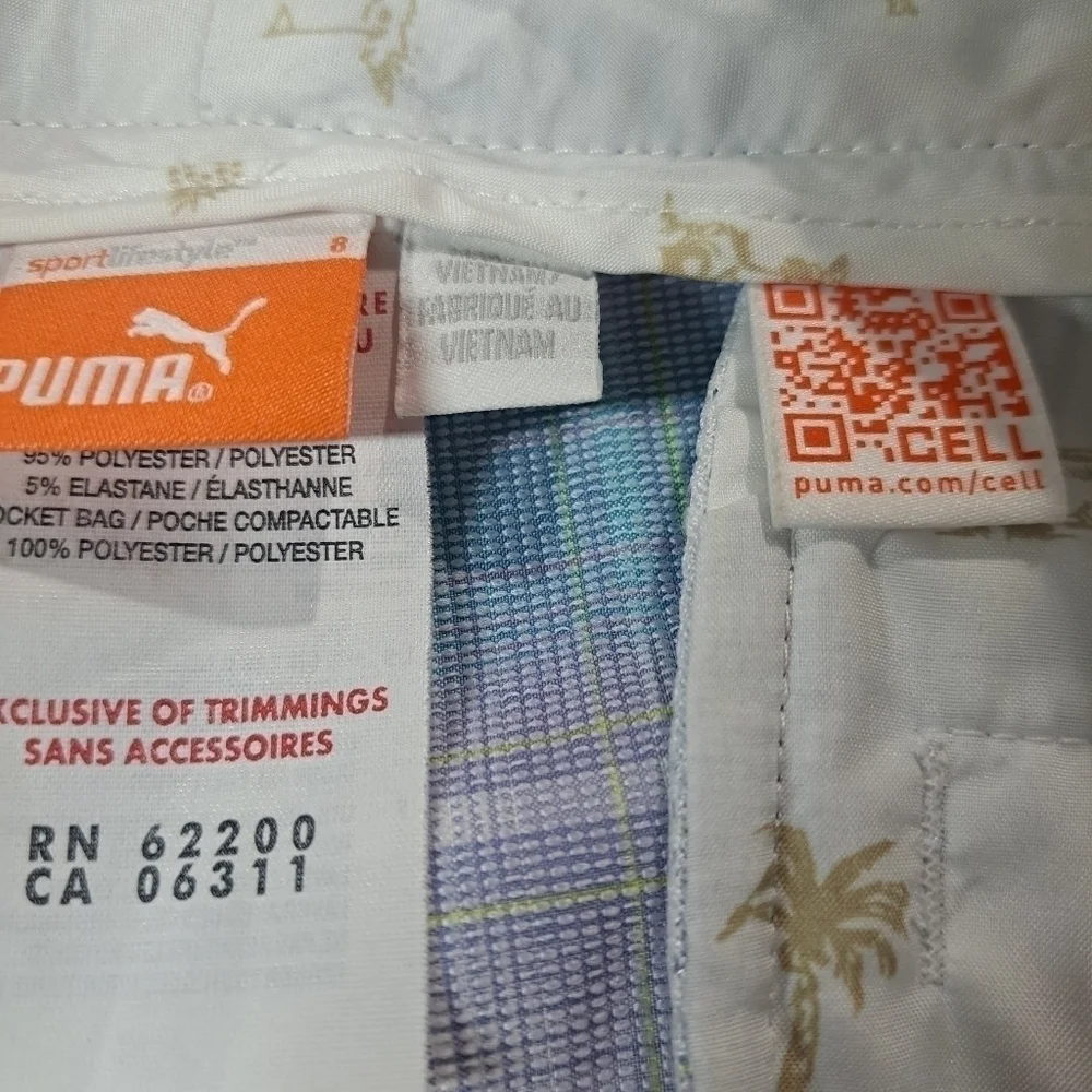 3 FOR 12 SALE Puma Golf Shorts 8 Blue Purple White Plaid Dry Cell Stretch Chino - Picture 8 of 13